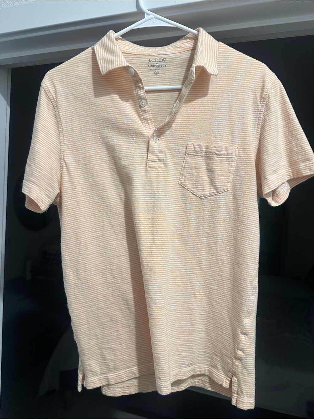 J. Crew Men's Peach Stripe Polo Shirt